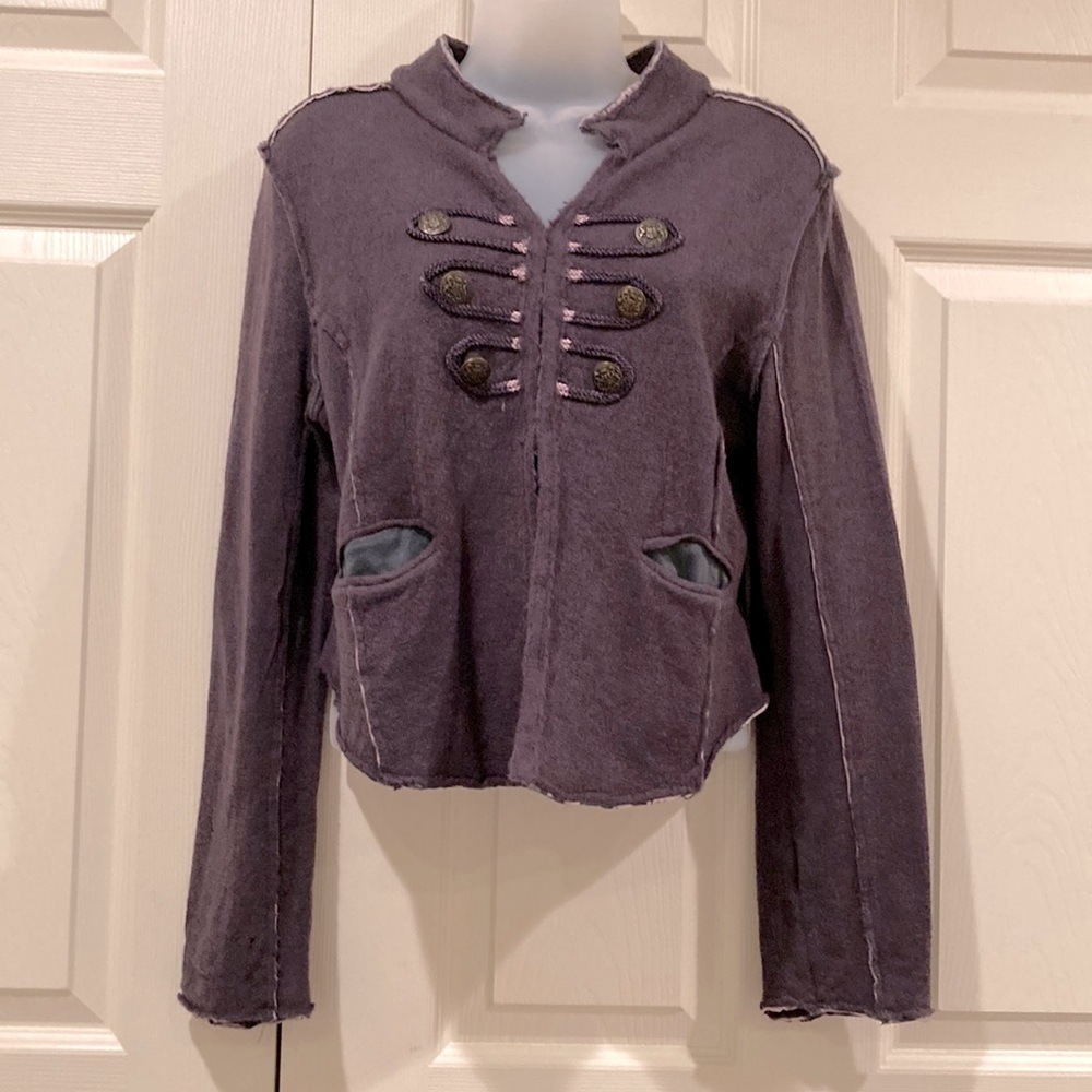 We The Free Purple Military-Style Cotton Blend Jacket